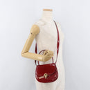 CELINE Hand Bag Patent leather 2way Red Gold Auth 179911-25