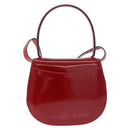 CELINE Hand Bag Patent leather 2way Red Gold Auth 179911-2
