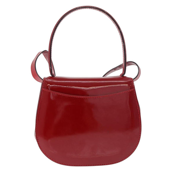 CELINE Hand Bag Patent leather 2way Red Gold Auth 179911