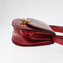 CELINE Hand Bag Patent leather 2way Red Gold Auth 179911-3