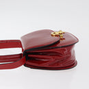 CELINE Hand Bag Patent leather 2way Red Gold Auth 179911-4