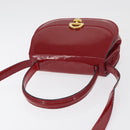 CELINE Hand Bag Patent leather 2way Red Gold Auth 179911-6