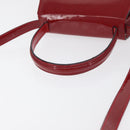 CELINE Hand Bag Patent leather 2way Red Gold Auth 179911-7