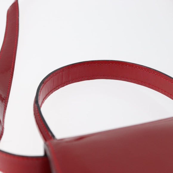 CELINE Hand Bag Patent leather 2way Red Gold Auth 179911