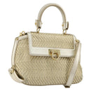 Salvatore Ferragamo Sofia Gancini Hand Bag Leather 2way Gold Auth 179912A-1