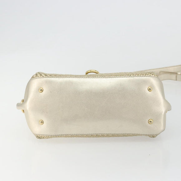 Salvatore Ferragamo Sofia Gancini Hand Bag Leather 2way Gold Auth 179912A