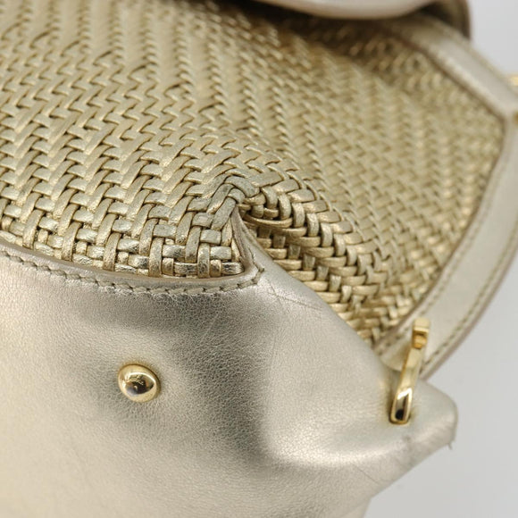Salvatore Ferragamo Sofia Gancini Hand Bag Leather 2way Gold Auth 179912A