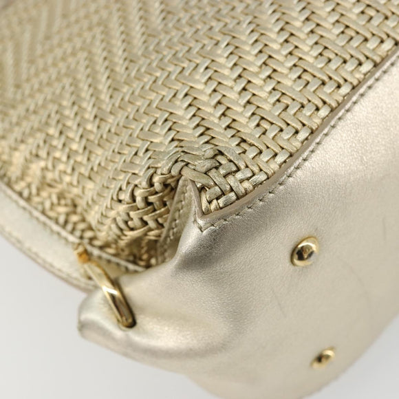 Salvatore Ferragamo Sofia Gancini Hand Bag Leather 2way Gold Auth 179912A