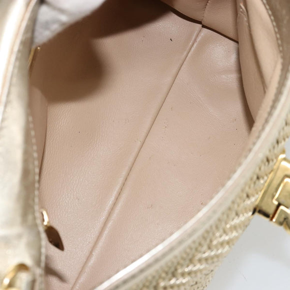 Salvatore Ferragamo Sofia Gancini Hand Bag Leather 2way Gold Auth 179912A
