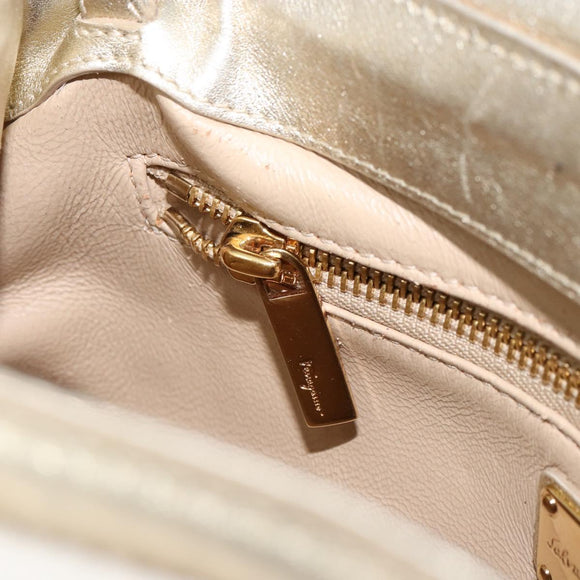 Salvatore Ferragamo Sofia Gancini Hand Bag Leather 2way Gold Auth 179912A