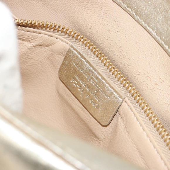 Salvatore Ferragamo Sofia Gancini Hand Bag Leather 2way Gold Auth 179912A