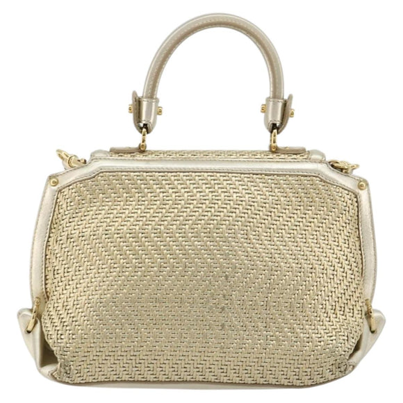 Salvatore Ferragamo Sofia Gancini Hand Bag Leather 2way Gold Auth 179912A