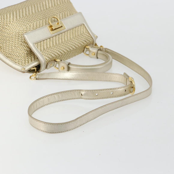 Salvatore Ferragamo Sofia Gancini Hand Bag Leather 2way Gold Auth 179912A