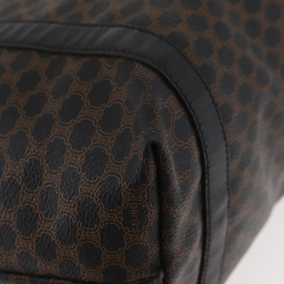 CELINE Macadam Canvas Draagtas PVC Leer Zwart Goud Auth 179914