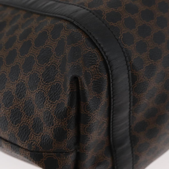 CELINE Macadam Canvas Draagtas PVC Leer Zwart Goud Auth 179914