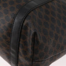 CELINE Macadam Canvas Draagtas PVC Leer Zwart Goud Auth 179914-16