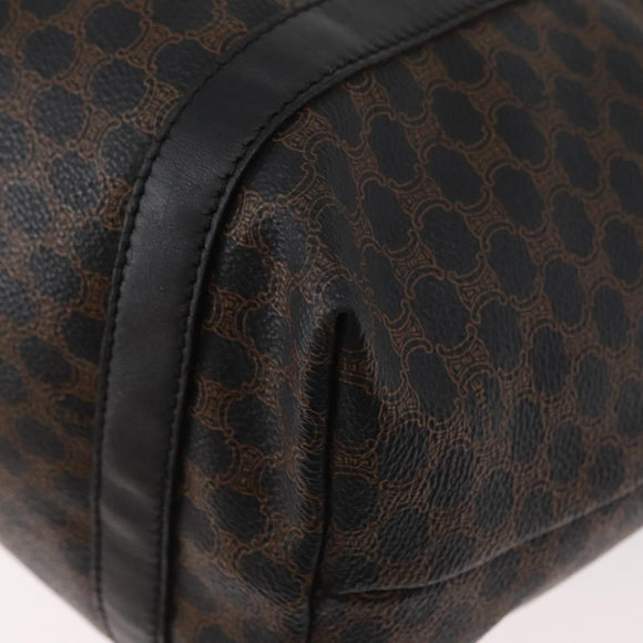 CELINE Macadam Canvas Draagtas PVC Leer Zwart Goud Auth 179914