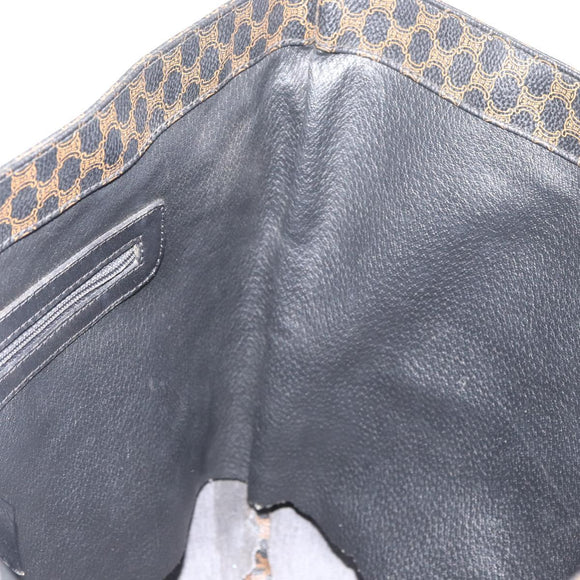 CELINE Macadam Canvas Draagtas PVC Leer Zwart Goud Auth 179914