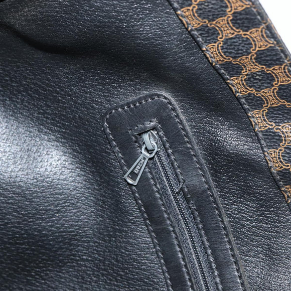 CELINE Macadam Canvas Draagtas PVC Leer Zwart Goud Auth 179914