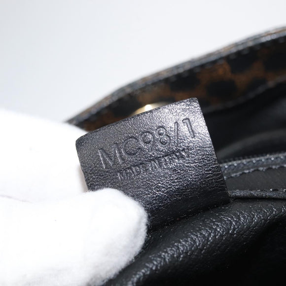CELINE Macadam Canvas Draagtas PVC Leer Zwart Goud Auth 179914