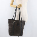 CELINE Macadam Canvas Draagtas PVC Leer Zwart Goud Auth 179914-23