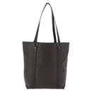 CELINE Macadam Canvas Draagtas PVC Leer Zwart Goud Auth 179914-2