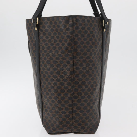 CELINE Macadam Canvas Draagtas PVC Leer Zwart Goud Auth 179914