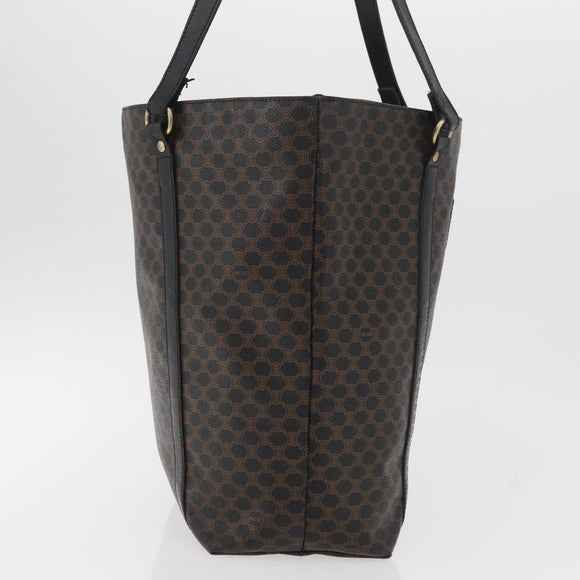 CELINE Macadam Canvas Draagtas PVC Leer Zwart Goud Auth 179914