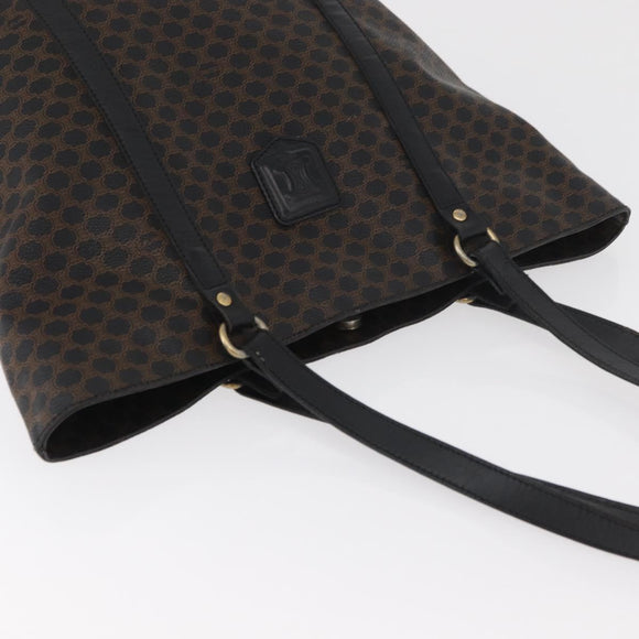 CELINE Macadam Canvas Draagtas PVC Leer Zwart Goud Auth 179914