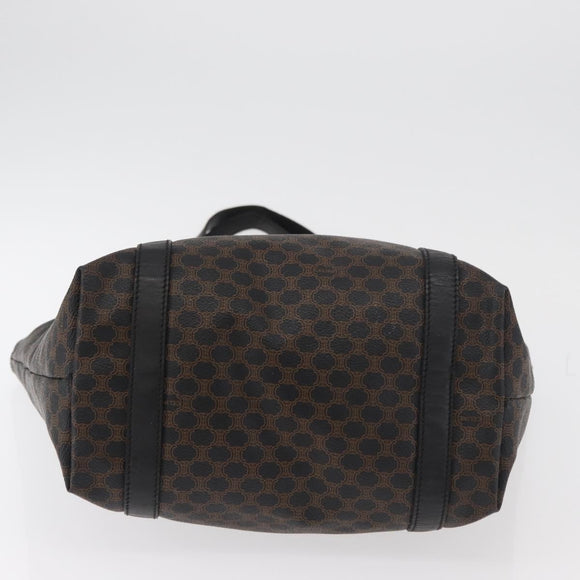 CELINE Macadam Canvas Draagtas PVC Leer Zwart Goud Auth 179914