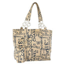 CHANEL By Sea Line Tote Bag Canvas White Silver CC Auth 179915-1