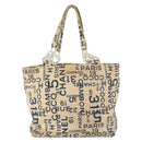 CHANEL By Sea Line Tote Bag Canvas White Silver CC Auth 179915-3