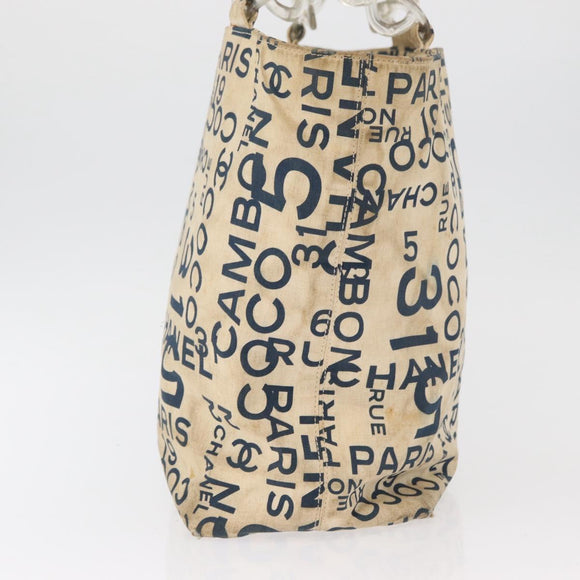 CHANEL By Sea Line Tote Bag Canvas White Silver CC Auth 179915
