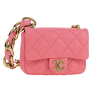 CHANEL Matelasse Chain Shoulder Bag Lamb Skin Gold Pink CC Auth 179920SAM-1