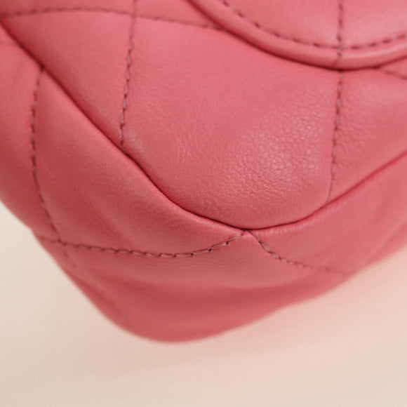 CHANEL Matelasse Chain Shoulder Bag Lamb Skin Gold Pink CC Auth 179920SAM