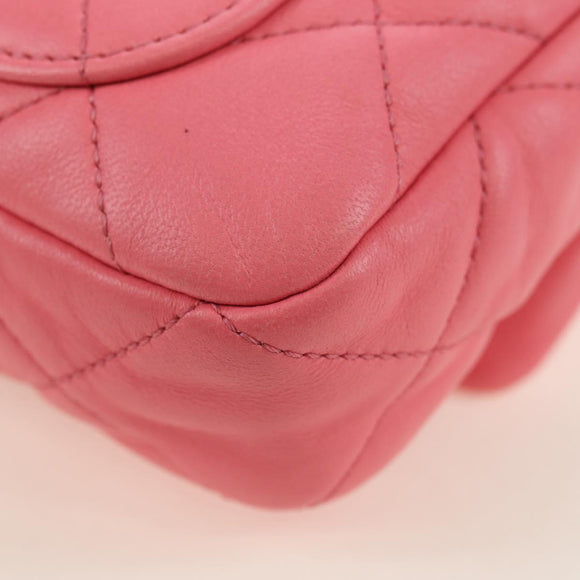 CHANEL Matelasse Chain Shoulder Bag Lamb Skin Gold Pink CC Auth 179920SAM