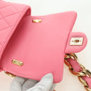 CHANEL Matelasse Chain Shoulder Bag Lamb Skin Gold Pink CC Auth 179920SAM-9