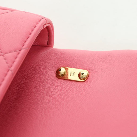 CHANEL Matelasse Chain Shoulder Bag Lamb Skin Gold Pink CC Auth 179920SAM