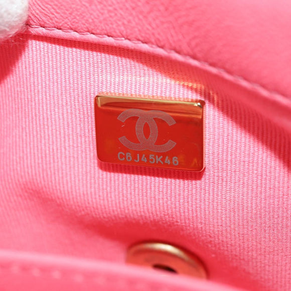 CHANEL Matelasse Chain Shoulder Bag Lamb Skin Gold Pink CC Auth 179920SAM