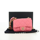 CHANEL Matelasse Chain Shoulder Bag Lamb Skin Gold Pink CC Auth 179920SAM-12