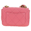 CHANEL Matelasse Chain Shoulder Bag Lamb Skin Gold Pink CC Auth 179920SAM-2