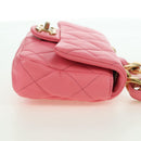 CHANEL Matelasse Chain Shoulder Bag Lamb Skin Gold Pink CC Auth 179920SAM-4