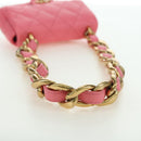 CHANEL Matelasse Chain Shoulder Bag Lamb Skin Gold Pink CC Auth 179920SAM-7