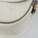 Christian Dior Honeycomb Canvas Shoulder Bag PVC White Gold Auth 179931-9