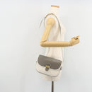 Christian Dior Honeycomb Canvas Shoulder Bag PVC White Gold Auth 179931-22