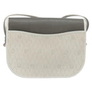 Christian Dior Honeycomb Canvas Shoulder Bag PVC White Gold Auth 179931-2