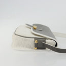 Christian Dior Honeycomb Canvas Shoulder Bag PVC White Gold Auth 179931-3