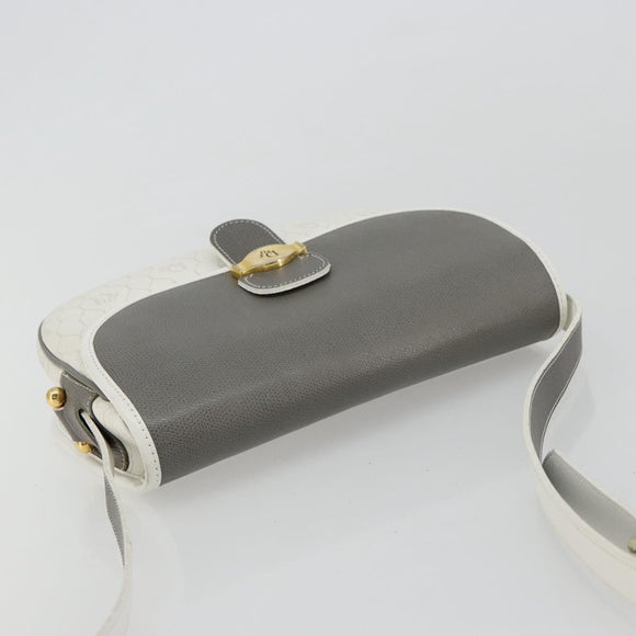 Christian Dior Honeycomb Canvas Shoulder Bag PVC White Gold Auth 179931