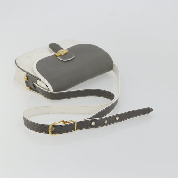 Christian Dior Honeycomb Canvas Shoulder Bag PVC White Gold Auth 179931