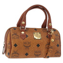 MCM Logogram Vicetos Mini Boston Bag PVC 2way Brown Gold Auth 179932-1